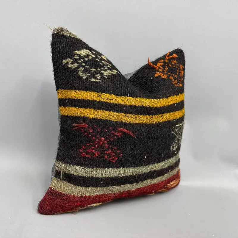 Vintage Kilim Throw Pillow, Couch Cushion Cover, Pillow Case, 18x18 Brown Pillow Sham, Kilim Pillow Cover, Natural Cushion Case, Pillow for Couch - 2