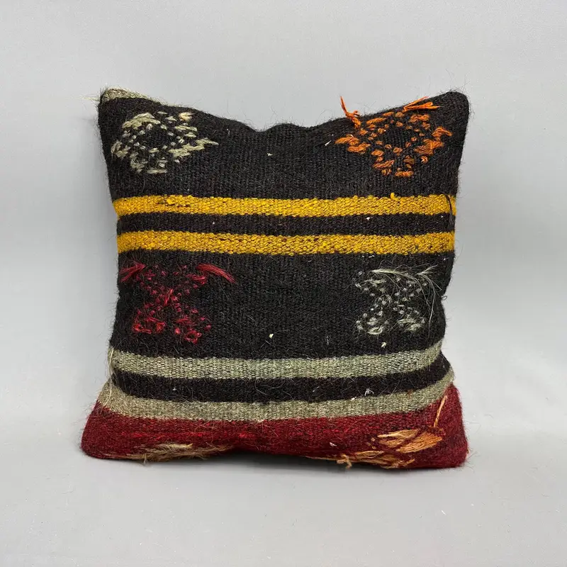 Vintage Kilim Throw Pillow, Couch Cushion Cover, Pillow Case, 18x18 Brown Pillow Sham, Kilim Pillow Cover, Natural Cushion Case, Pillow for Couch - 4