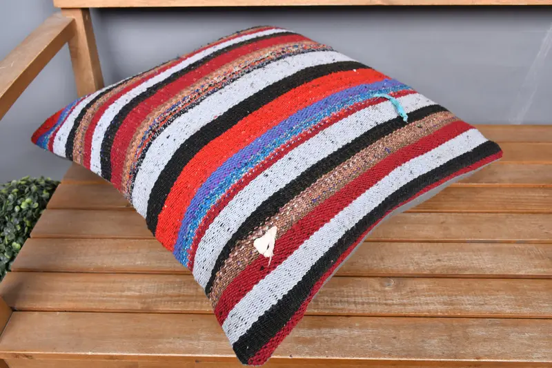 Pillow Case, Ethnical Kilim Rug Pillow, Gift Pillow, Accent Throw Pillow Case, Kilim Pillow Cover, 20x20 White Cushion Cover, Bright Pillow Cover - 2