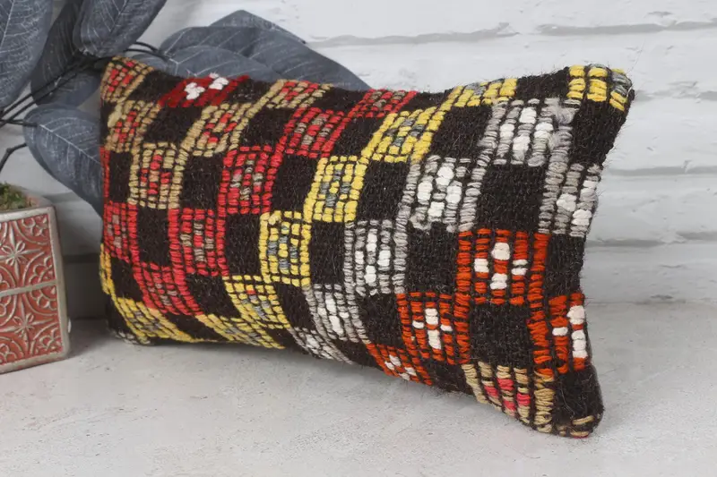 Meditation Pillow, Kilim Pillow Cover, 8x16 Red Cushion Case, Pet Cushion Cover, Pillow Case, Vintage Kilim Throw Pillow, Gift Pillow - 3