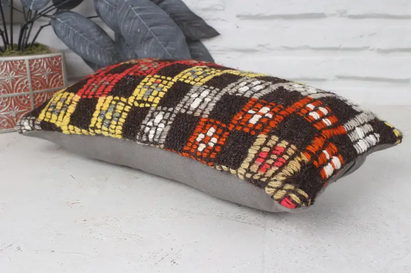 Meditation Pillow, Kilim Pillow Cover, 8x16 Red Cushion Case, Pet Cushion Cover, Pillow Case, Vintage Kilim Throw Pillow, Gift Pillow - 6