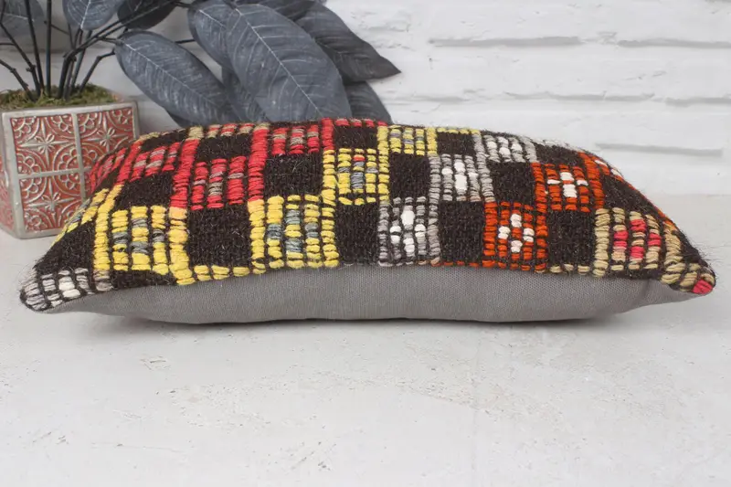 Meditation Pillow, Kilim Pillow Cover, 8x16 Red Cushion Case, Pet Cushion Cover, Pillow Case, Vintage Kilim Throw Pillow, Gift Pillow - 5