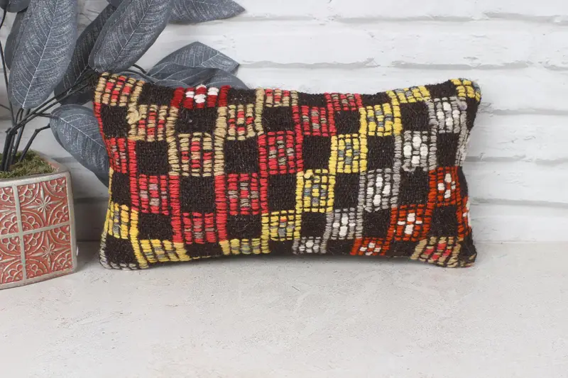 Meditation Pillow, Kilim Pillow Cover, 8x16 Red Cushion Case, Pet Cushion Cover, Pillow Case, Vintage Kilim Throw Pillow, Gift Pillow - 1