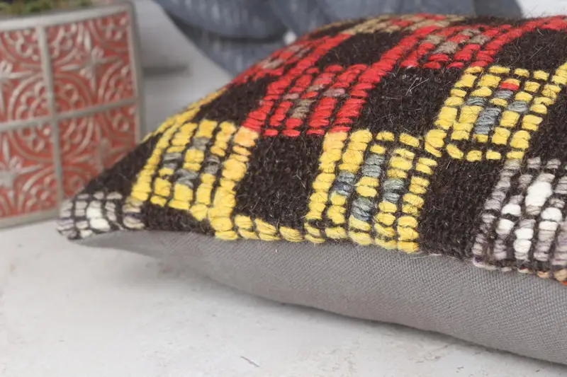 Meditation Pillow, Kilim Pillow Cover, 8x16 Red Cushion Case, Pet Cushion Cover, Pillow Case, Vintage Kilim Throw Pillow, Gift Pillow - 7