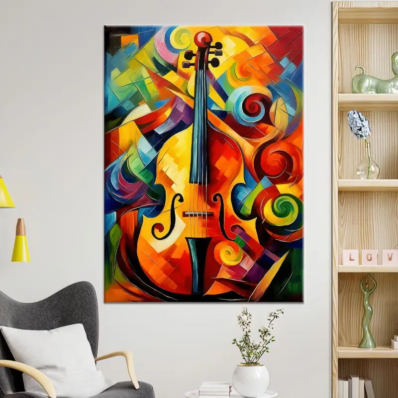 Abstract Canvas Art, Cello Art Decor, Colorful Wall Art, Modern Canvas Art, Music Room Art, Musical Wall Art, Cello Canvas Art, Canvas Art - 5