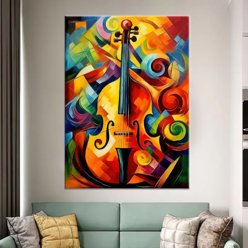 Abstract Canvas Art, Cello Art Decor, Colorful Wall Art, Modern Canvas Art, Music Room Art, Musical Wall Art, Cello Canvas Art, Canvas Art - 1