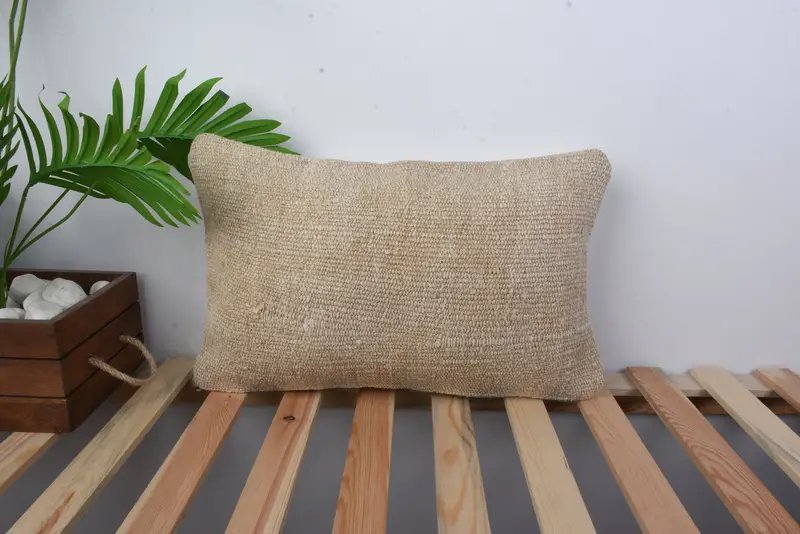 12x20 Beige Pillow, Antique Pillows, Decorative Throw Pillow Cover, Cushion Cover, Kilim Cushion Sham, Kilim Pillow Cover, Vintage Pillow Sham - 1