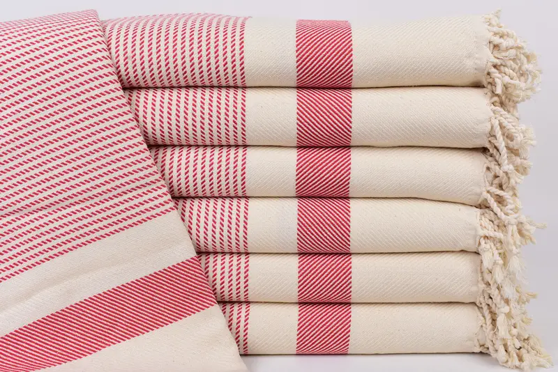 Personalized Red Polka Dot Bath Towel, Organic Cotton, 70x40 Inches