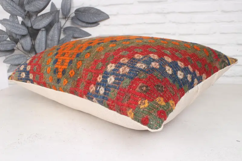 Boho Pillow Sham Cover, 20x28 Red Cushion Case, Natural Pillow Sham, Turkish Kilim Pillow, Decorative Cushion, Gift Pillow, Cushion - 6
