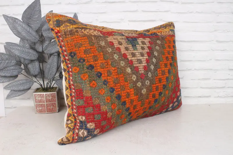 Boho Pillow Sham Cover, 20x28 Red Cushion Case, Natural Pillow Sham, Turkish Kilim Pillow, Decorative Cushion, Gift Pillow, Cushion - 3