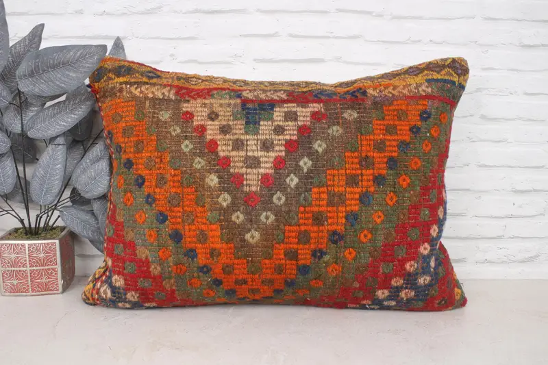 Boho Pillow Sham Cover, 20x28 Red Cushion Case, Natural Pillow Sham, Turkish Kilim Pillow, Decorative Cushion, Gift Pillow, Cushion - 1