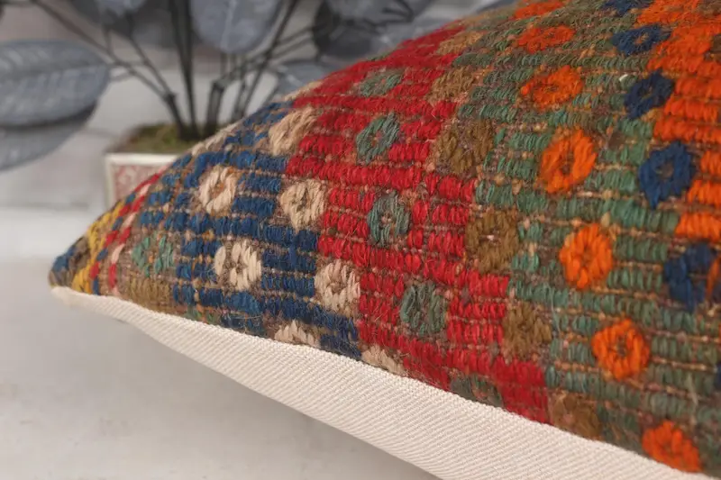 Boho Pillow Sham Cover, 20x28 Red Cushion Case, Natural Pillow Sham, Turkish Kilim Pillow, Decorative Cushion, Gift Pillow, Cushion - 7