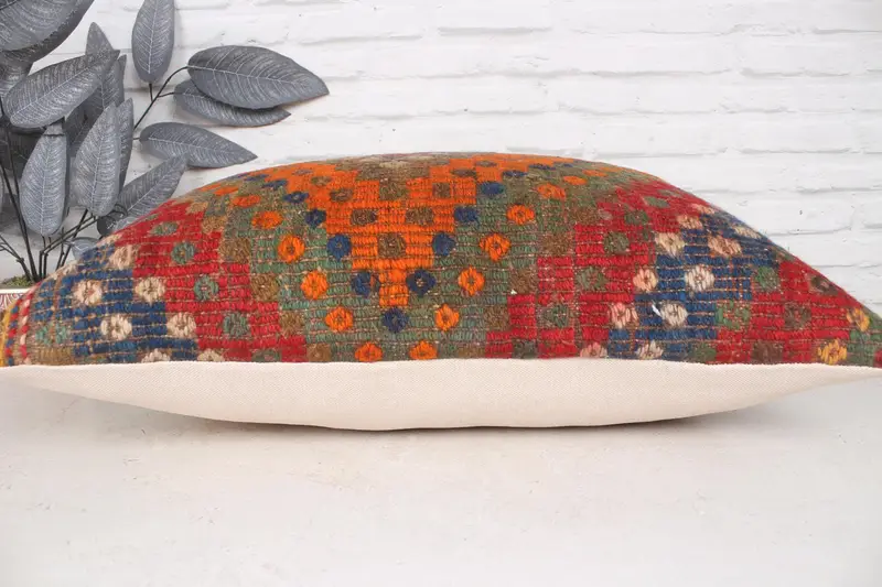 Boho Pillow Sham Cover, 20x28 Red Cushion Case, Natural Pillow Sham, Turkish Kilim Pillow, Decorative Cushion, Gift Pillow, Cushion - 5