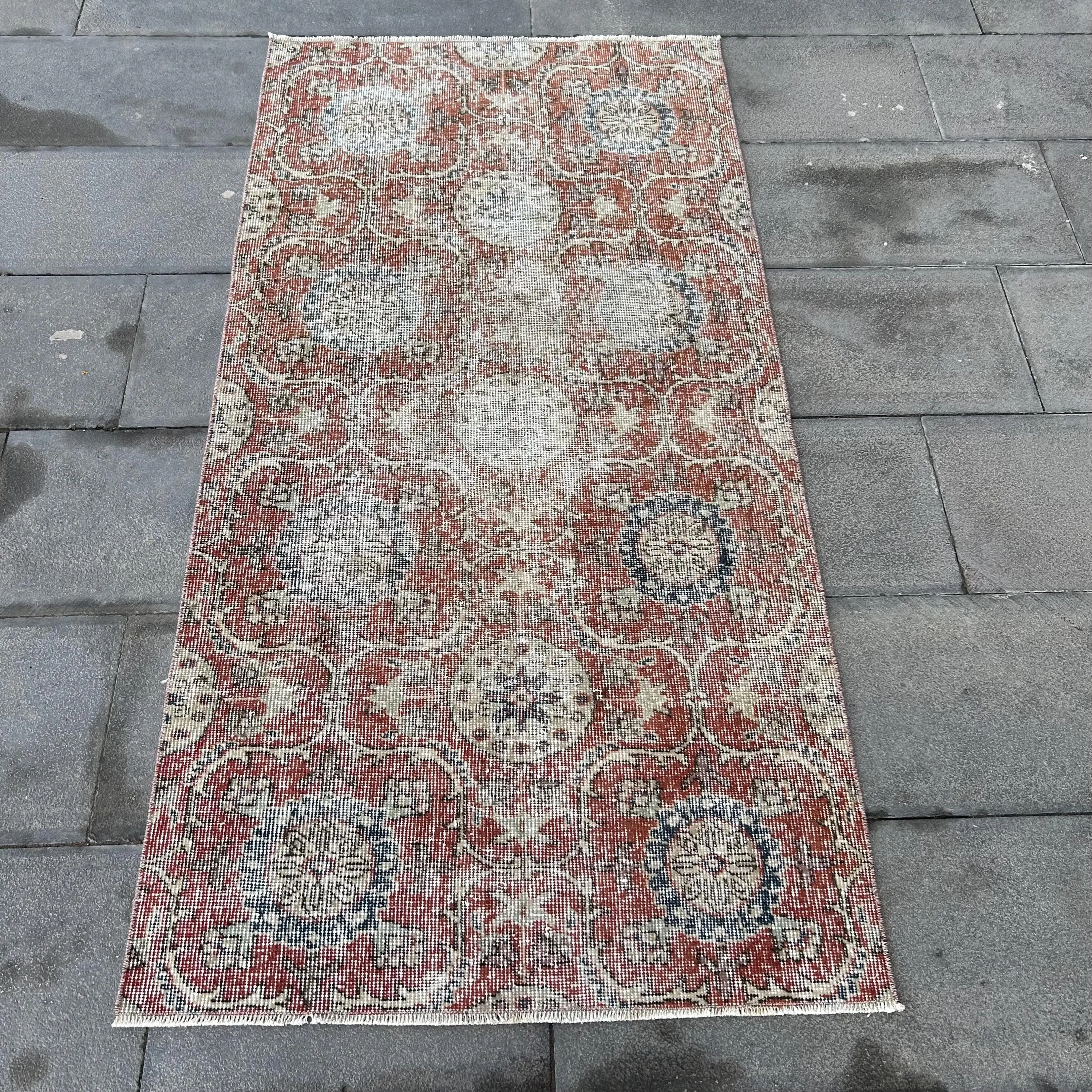 2.8x5.5 ft Türk Halısı, Kırmızı İkat Vintage Yün Halı - 1