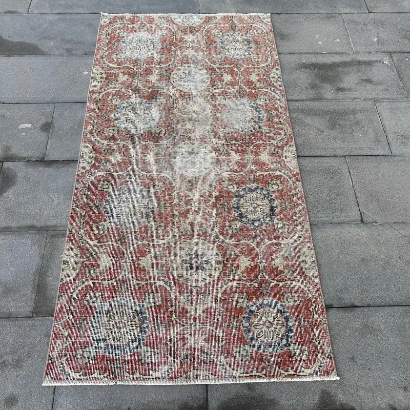 Alfombra Ikat naranja, 2,8x5,5 pies Elegante acento beige