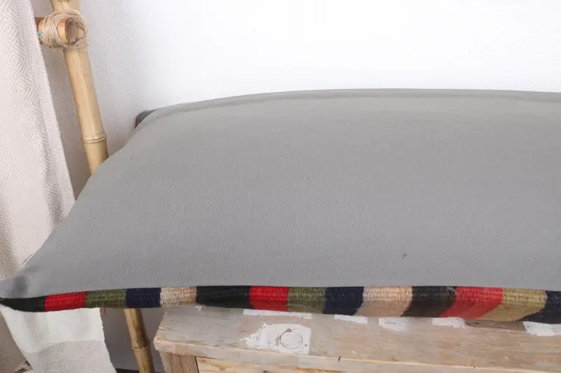 Kilim Pillow, Bolster Cushion Cover, Square Throw Pillow Case, Pillow Cover, 16x48 Blue Cushion Case, Turkish Kilim Pillow, Pillow for Sofa - 6