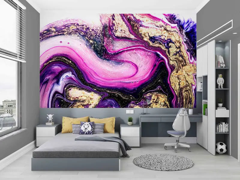 Pink And Gold Marble Paper Craft, Art Deco Wallpaper, 3D Wall Art, Gold Wall Print, Modern Marble Wall Poster, Modern Mural, Paper Crafts, - 2