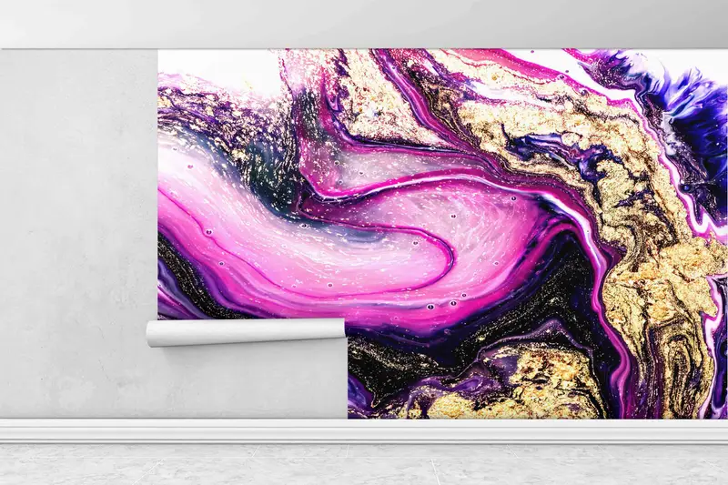 Pink And Gold Marble Paper Craft, Art Deco Wallpaper, 3D Wall Art, Gold Wall Print, Modern Marble Wall Poster, Modern Mural, Paper Crafts, - 5