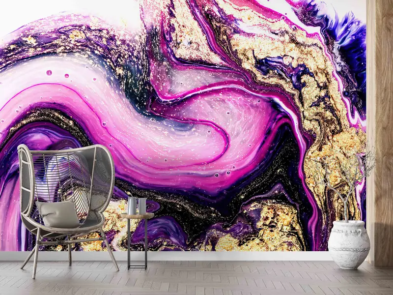 Pink And Gold Marble Paper Craft, Art Deco Wallpaper, 3D Wall Art, Gold Wall Print, Modern Marble Wall Poster, Modern Mural, Paper Crafts, - 1