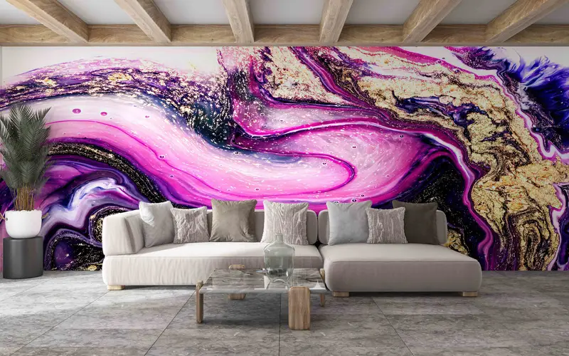 Pink And Gold Marble Paper Craft, Art Deco Wallpaper, 3D Wall Art, Gold Wall Print, Modern Marble Wall Poster, Modern Mural, Paper Crafts, - 9