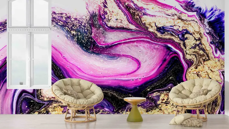 Pink And Gold Marble Paper Craft, Art Deco Wallpaper, 3D Wall Art, Gold Wall Print, Modern Marble Wall Poster, Modern Mural, Paper Crafts, - 6
