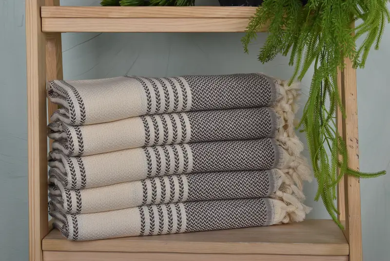 Custom Beach Towel, Striped Towel, 40x71 Inches Dark Brown Organic Cotton