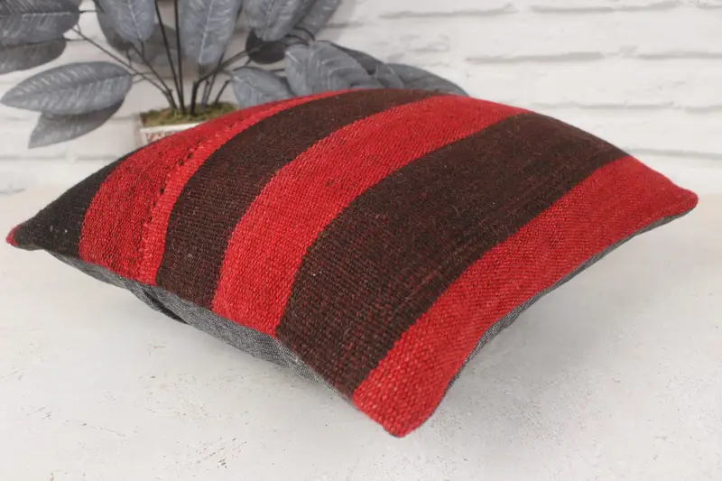 Throw Kilim Pillow, Pillow, Ethnical Kilim Rug Pillow, Personalized Gift Pillow Pillow Case, Vintage Kilim Pillow, 14x14 Red Pillow Case - 6