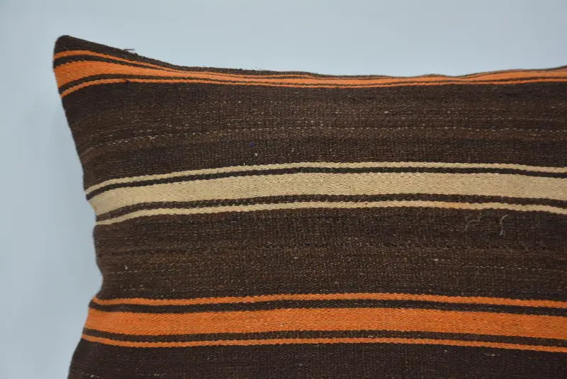 Brown & Orange Embroidered Pillow, 20x28 Inches Decorative Pillow - 2