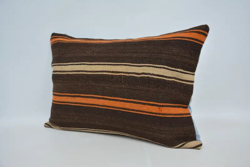 Brown & Orange Embroidered Pillow, 20x28 Inches Decorative Pillow - 4