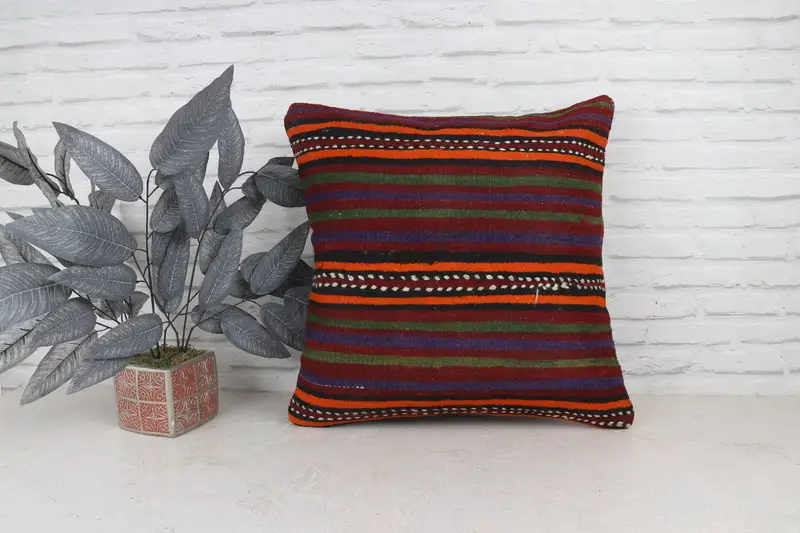 Cushion Case, 22x22 Red Cushion Cover, Floor Pillow Case, Gift Pillow, Throw Kilim Pillow, Turkish Kilim Pillow, Retro Pillow Case - 1
