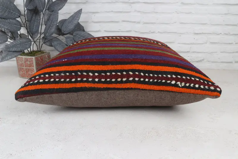 Cushion Case, 22x22 Red Cushion Cover, Floor Pillow Case, Gift Pillow, Throw Kilim Pillow, Turkish Kilim Pillow, Retro Pillow Case - 6