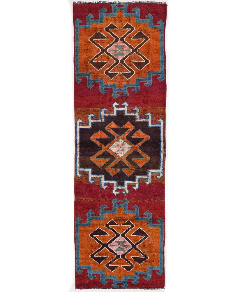 Red Rug with Orange Hues, 3x9.4 ft Elegant Addition