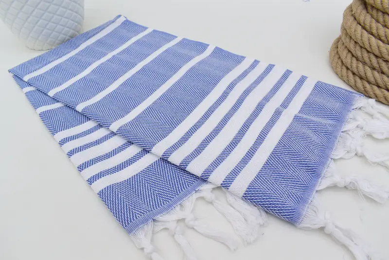 Hand Size Towels, Wedding Gift, Beach Bachelorette Party Decorations, Wedding Favors, Monogrammed Hand Towel, 36x24 Cotton Herringbone Towel - 4