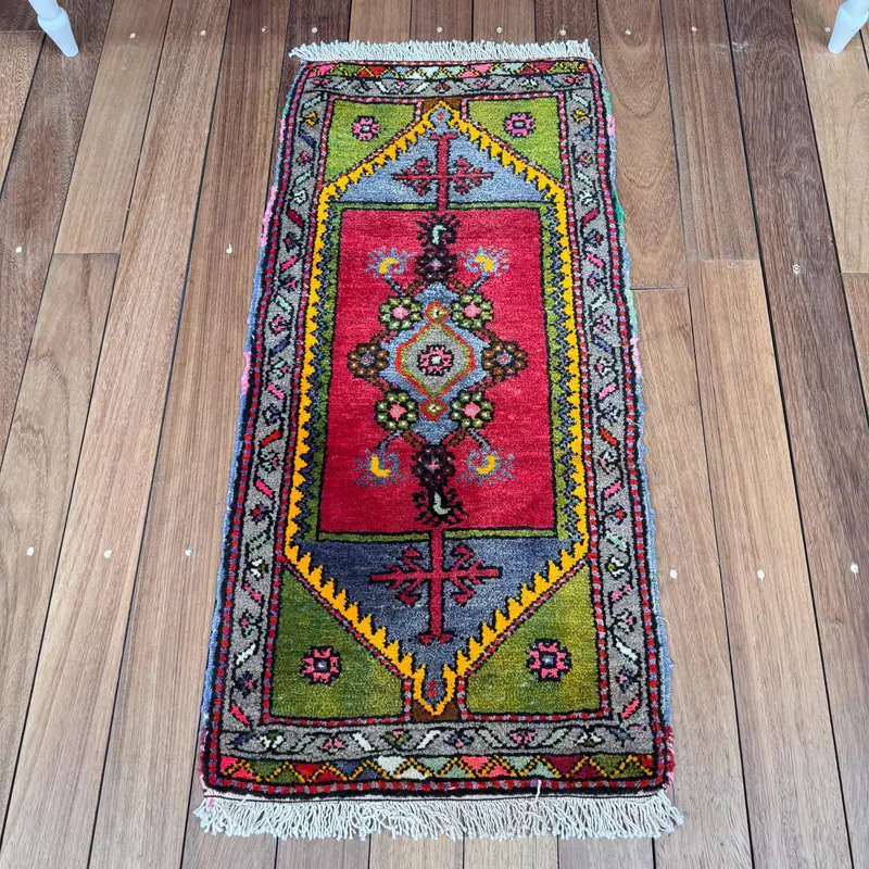 1,5x3,1 ft Teppich, türkischer Oushak Teppich, Vintage roter Wollteppich - 1