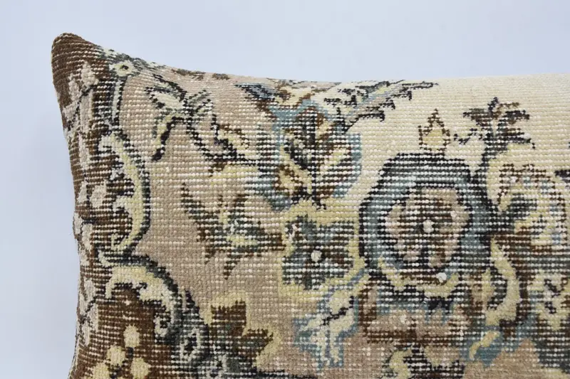 Turkish Corner Pillow Case, Vintage Pillow, Boho Pillow Sham Cover, 16x24 Brown Pillow Sham, Pillow Case, Art Deco Cushion, Turkish Kilim Pillow - 2