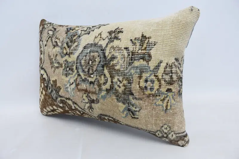 Turkish Corner Pillow Case, Vintage Pillow, Boho Pillow Sham Cover, 16x24 Brown Pillow Sham, Pillow Case, Art Deco Cushion, Turkish Kilim Pillow - 4