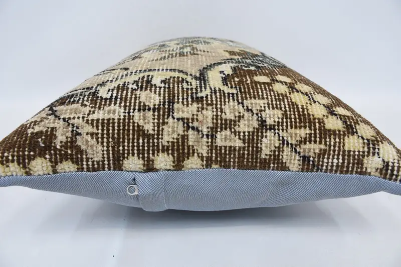 Turkish Corner Pillow Case, Vintage Pillow, Boho Pillow Sham Cover, 16x24 Brown Pillow Sham, Pillow Case, Art Deco Cushion, Turkish Kilim Pillow - 5
