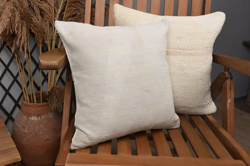 Living Room Throw Cushion Case, Ethnic Pillow Case, 14x14 White Cushion Case, Throw Kilim Pillow, Cushion, Home Decor Pillow, Pillow for Sofa - 2