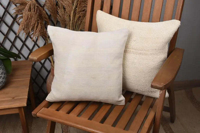 Living Room Throw Cushion Case, Ethnic Pillow Case, 14x14 White Cushion Case, Throw Kilim Pillow, Cushion, Home Decor Pillow, Pillow for Sofa - 1