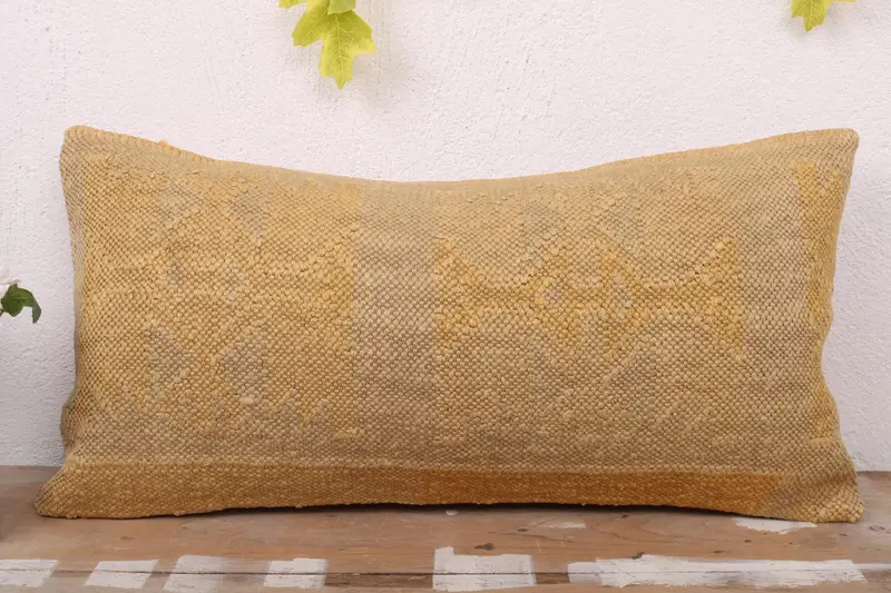 12x24 Orange Pillow, Nautical Throw Cushion Case, Kilim Cushion Sham, Turkish Kilim Pillow, Cushion, Ethnical Kilim Rug Pillow - 2