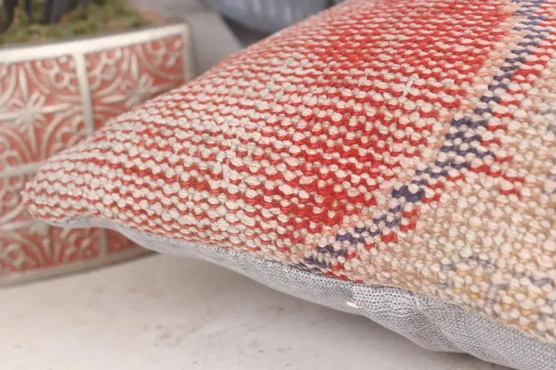 Cushion Cover, Pillow for Sofa, Turkish Pillow, Turkish Rugs Pillow Sham, 12x12 Red Cushion Cover, Handmade Kilim Cushion - 7