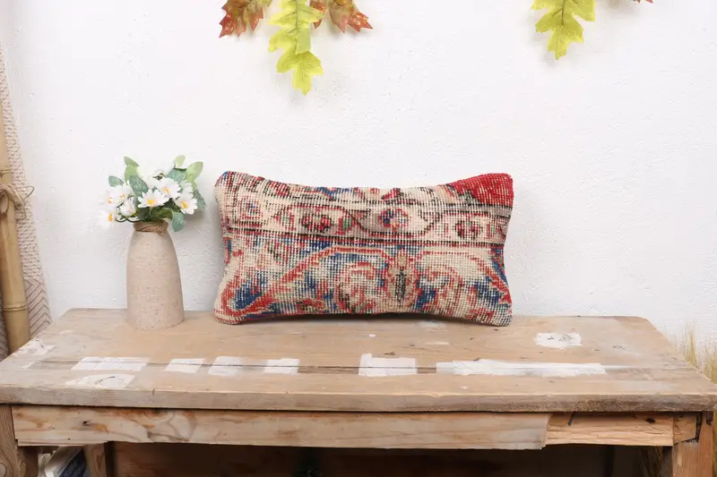 Home Decor Pillow, Pillow Cover, 8x16 Blue Pillow Sham, Armchair Pillow Sham, Boho Pillow, Throw Kilim Pillow, Handwoven Pillow Cover Pillow - 1