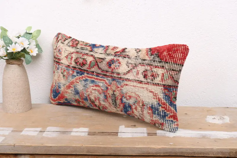 Home Decor Pillow, Pillow Cover, 8x16 Blue Pillow Sham, Armchair Pillow Sham, Boho Pillow, Throw Kilim Pillow, Handwoven Pillow Cover Pillow - 4
