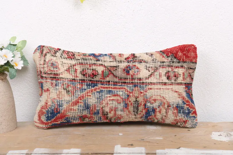 Home Decor Pillow, Pillow Cover, 8x16 Blue Pillow Sham, Armchair Pillow Sham, Boho Pillow, Throw Kilim Pillow, Handwoven Pillow Cover Pillow - 2
