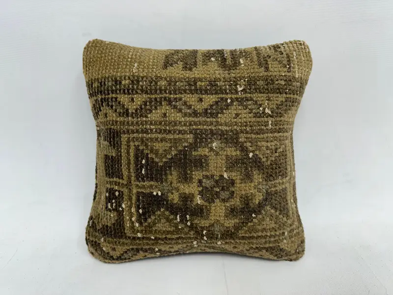 12x12 Inch Southwestern Embroidered Pillow, Handmade Cotton Decorative Pillow - 1