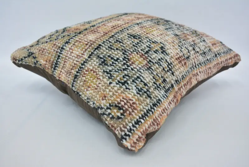 14x14 Beige Pillow, Pillow Cover, Pillow for Couch, Handmade Rug Seat Cushion Case, Retro Throw Pillow Cover, Vintage Kilim Pillow, Pillow for Sofa - 6