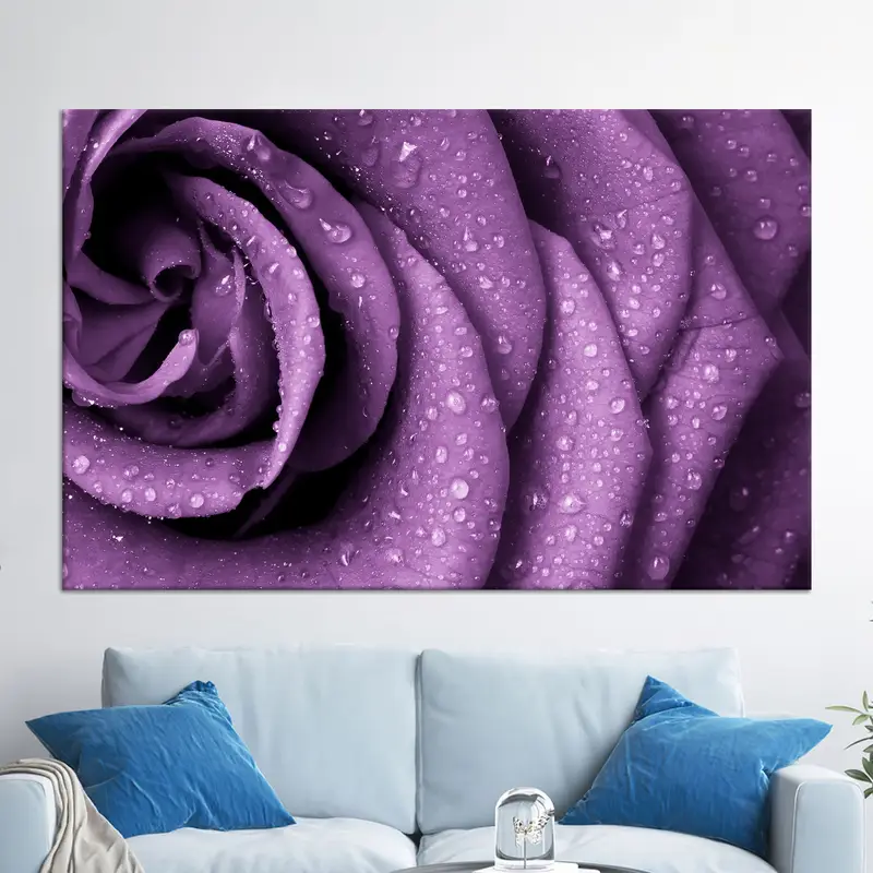 Modern Luxury Purple Rose Printed Canvas: Trendy Artistic Decor