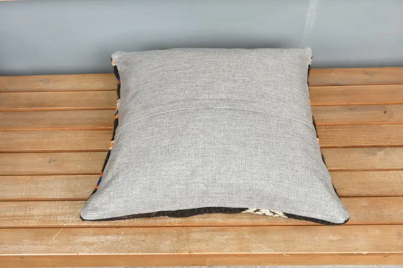 Turkish Rugs Cushion Cover, Custom Pillow Cover, Pillow Cover, Pillow for Sofa, Kilim Pillow Cover, Vintage Kilim Throw Pillow, 18x18 Brown Pillow - 5