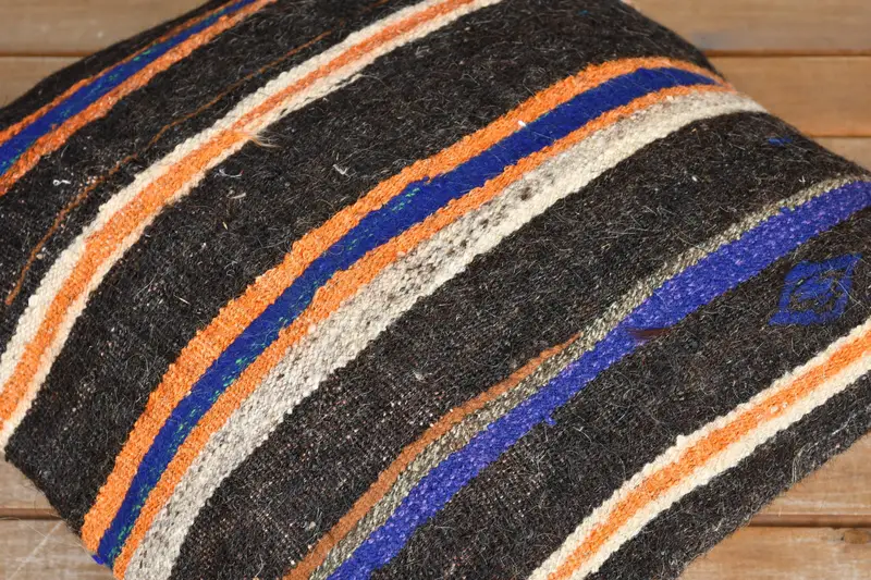Turkish Rugs Cushion Cover, Custom Pillow Cover, Pillow Cover, Pillow for Sofa, Kilim Pillow Cover, Vintage Kilim Throw Pillow, 18x18 Brown Pillow - 3