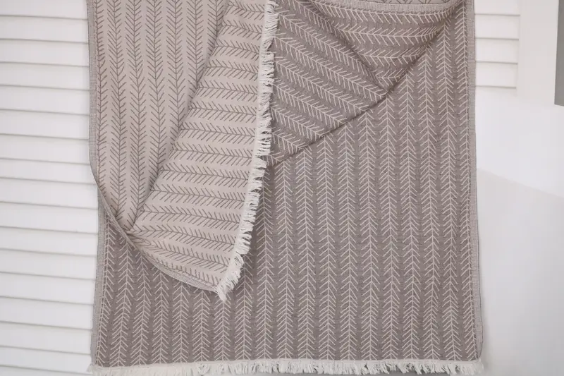 Floral Turkish Cotton Bath Towel Brown-Beige, 36x71 Inches